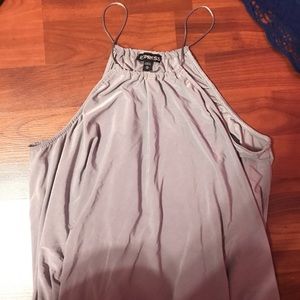 Express Silk Grey Halter Top